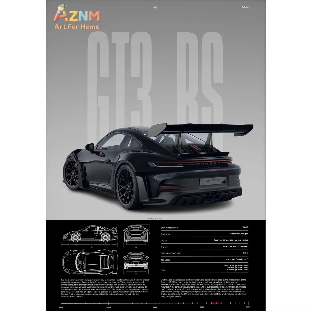 Car Accessories Inside - 1pc Minimalist 911 GT3-RS 718 GT4