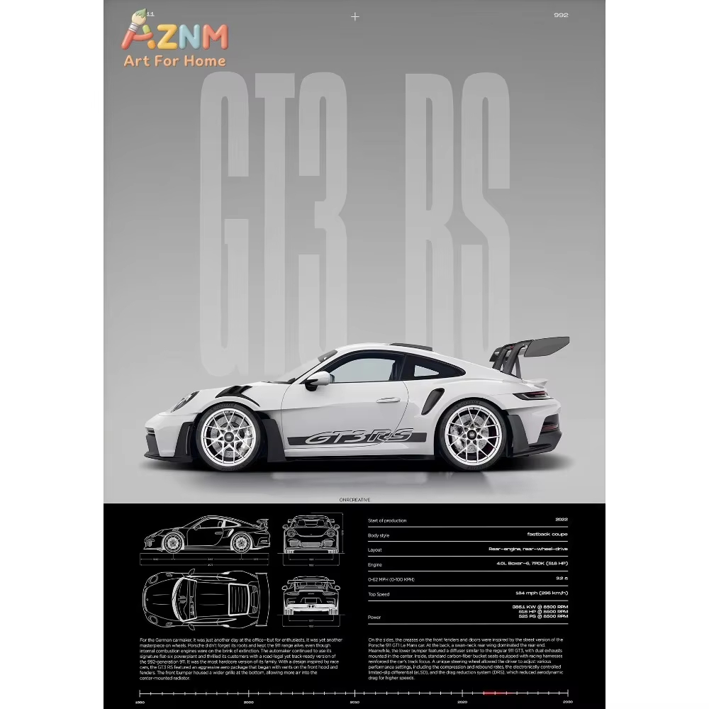1pc Minimalist 911 GT3-RS 718  - Car Accessories Inside review and price